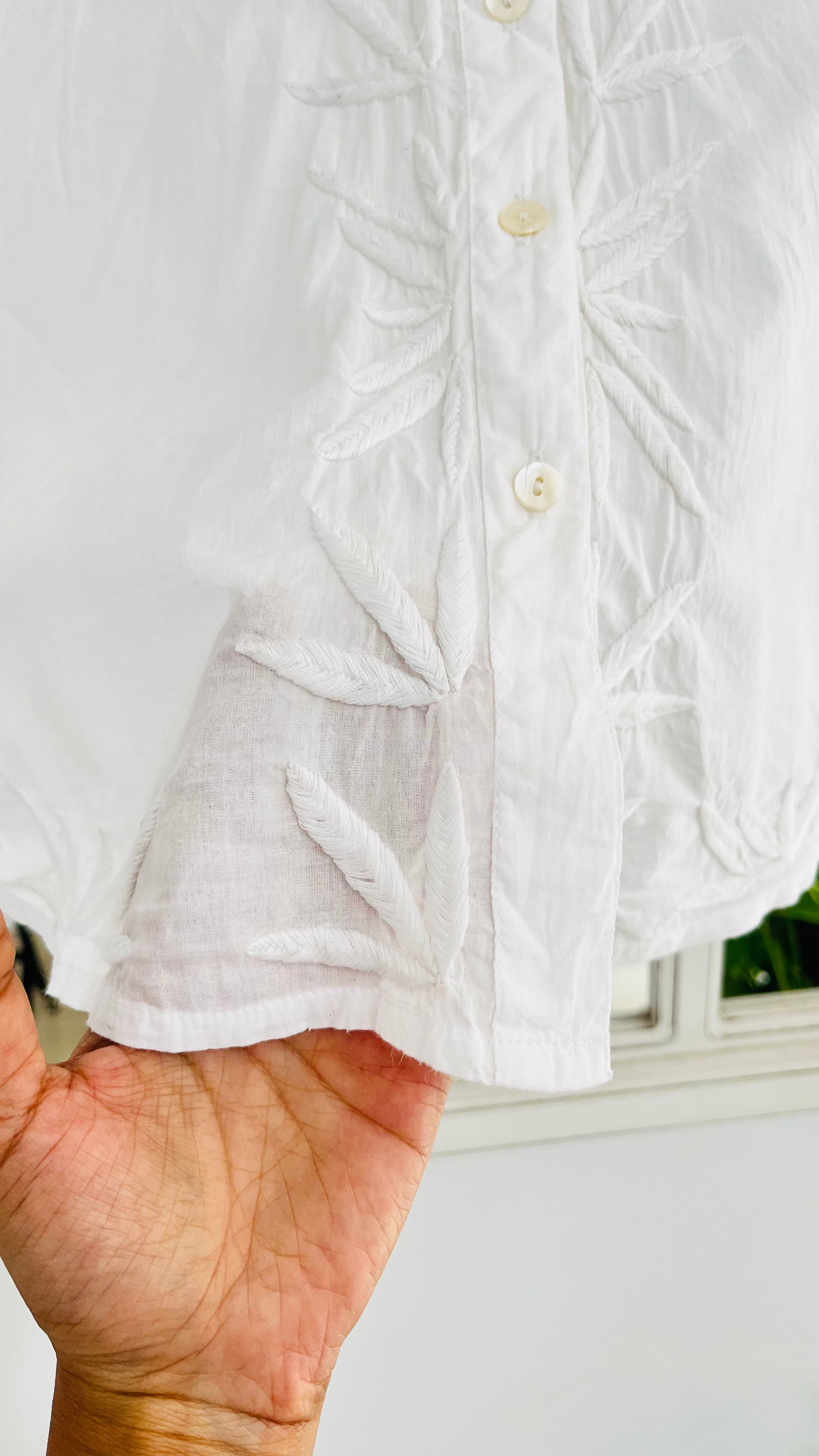 Pure Cotton Leaf Motif Chikankari Shirt